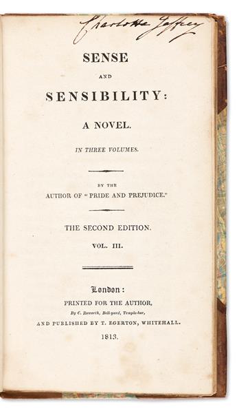 [AUSTEN, JANE.] Sense and Sensibility: A Novel. In Three Volumes.
